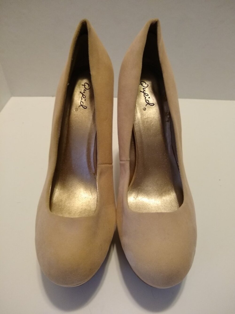Qupid High Heel Pumps Closed Toe Tan Platform Heels Women’s
